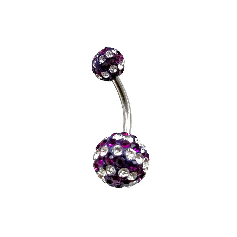 316L Surgical Steel 14G CZ Zircon Gem Navel Piercing Jewelry Crystal Belly Button Ring 10mm
