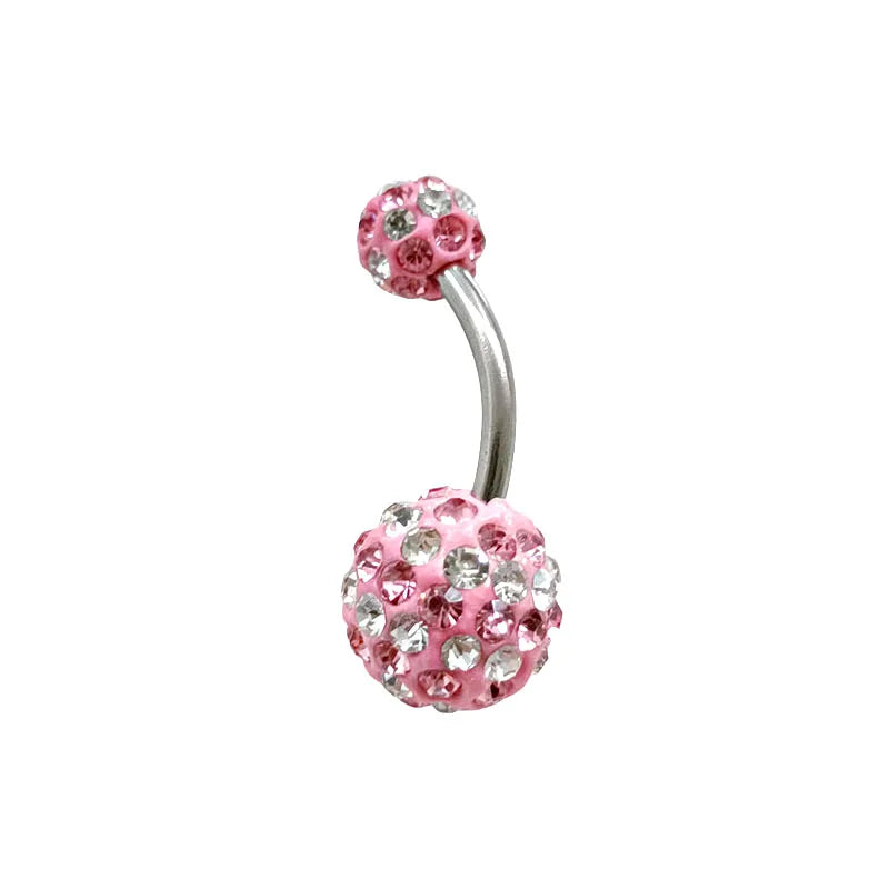 316L Surgical Steel 14G CZ Zircon Gem Navel Piercing Jewelry Crystal Belly Button Ring 10mm