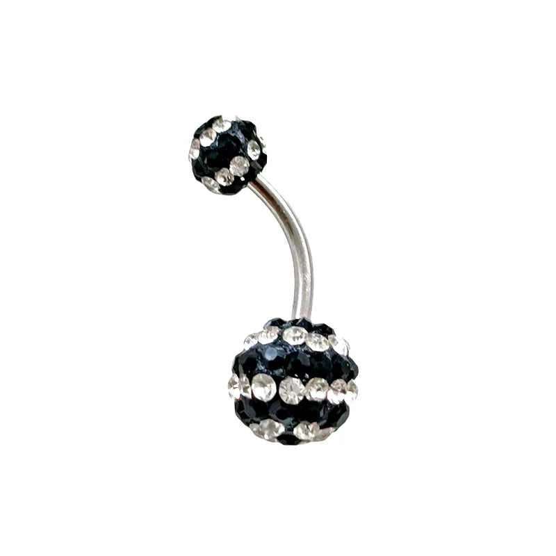 316L Surgical Steel 14G CZ Zircon Gem Navel Piercing Jewelry Crystal Belly Button Ring 10mm