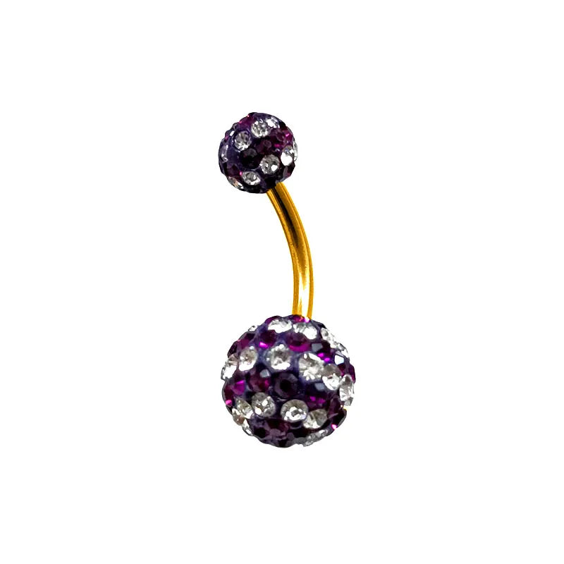 316L Surgical Steel 14G CZ Zircon Gem Navel Piercing Jewelry Crystal Belly Button Ring 10mm