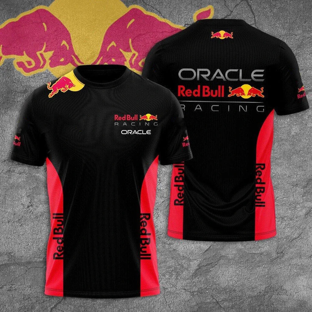 Red Bull Men's Summer 3D Printed Fashion Short Sleeve Oversized Men's T-Shirt Red Bull Racing Team Women's and Men's Tops