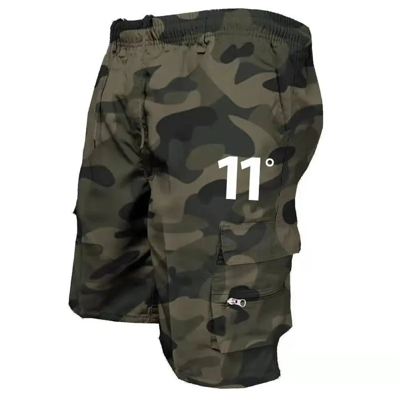 Clearance_Outdoor Cargo Shorts Male Overalls Elastic Waist Cycling Shorts Multi-pockets Loose Work Shorts Beach Sport Printed Tr