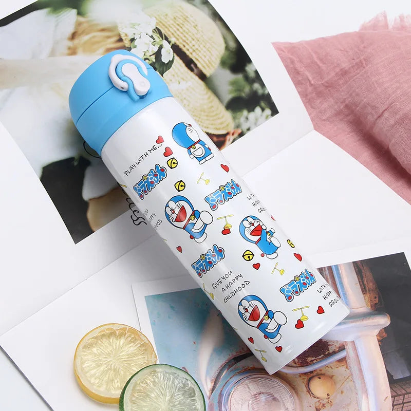 350/500ml Doraemon Hello Kitty Insulated Water Bottle New Kawaii Water Thermos Pink Stainless Steel