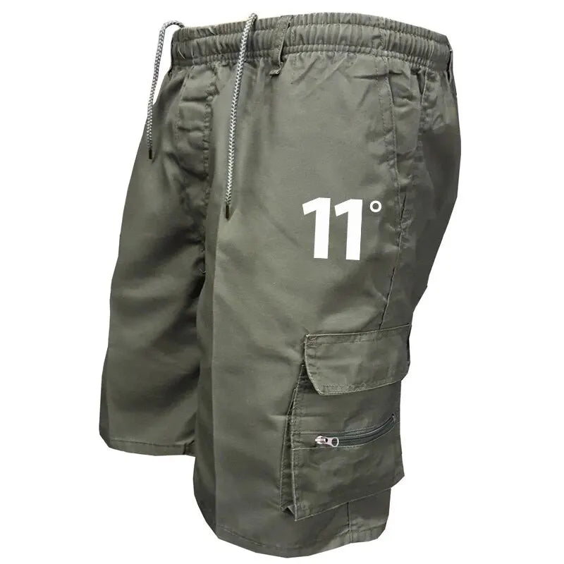Clearance_Outdoor Cargo Shorts Male Overalls Elastic Waist Cycling Shorts Multi-pockets Loose Work Shorts Beach Sport Printed Tr