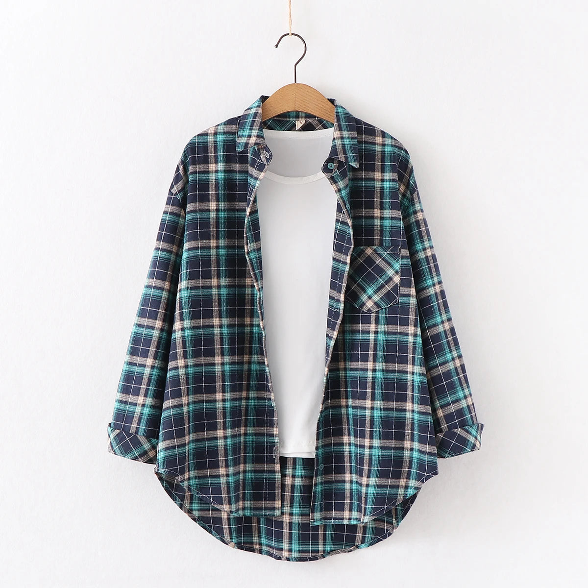 2025 Spring Loose Casual Womens Plaid Shirt Fresh College Style Long Sleeve Blouses And Tops Female Flannel Checked Clothes