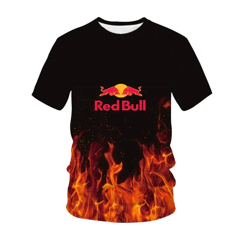 Red Bull Men's Summer 3D Printed Fashion Short Sleeve Oversized Men's T-Shirt Red Bull Racing Team Women's and Men's Tops
