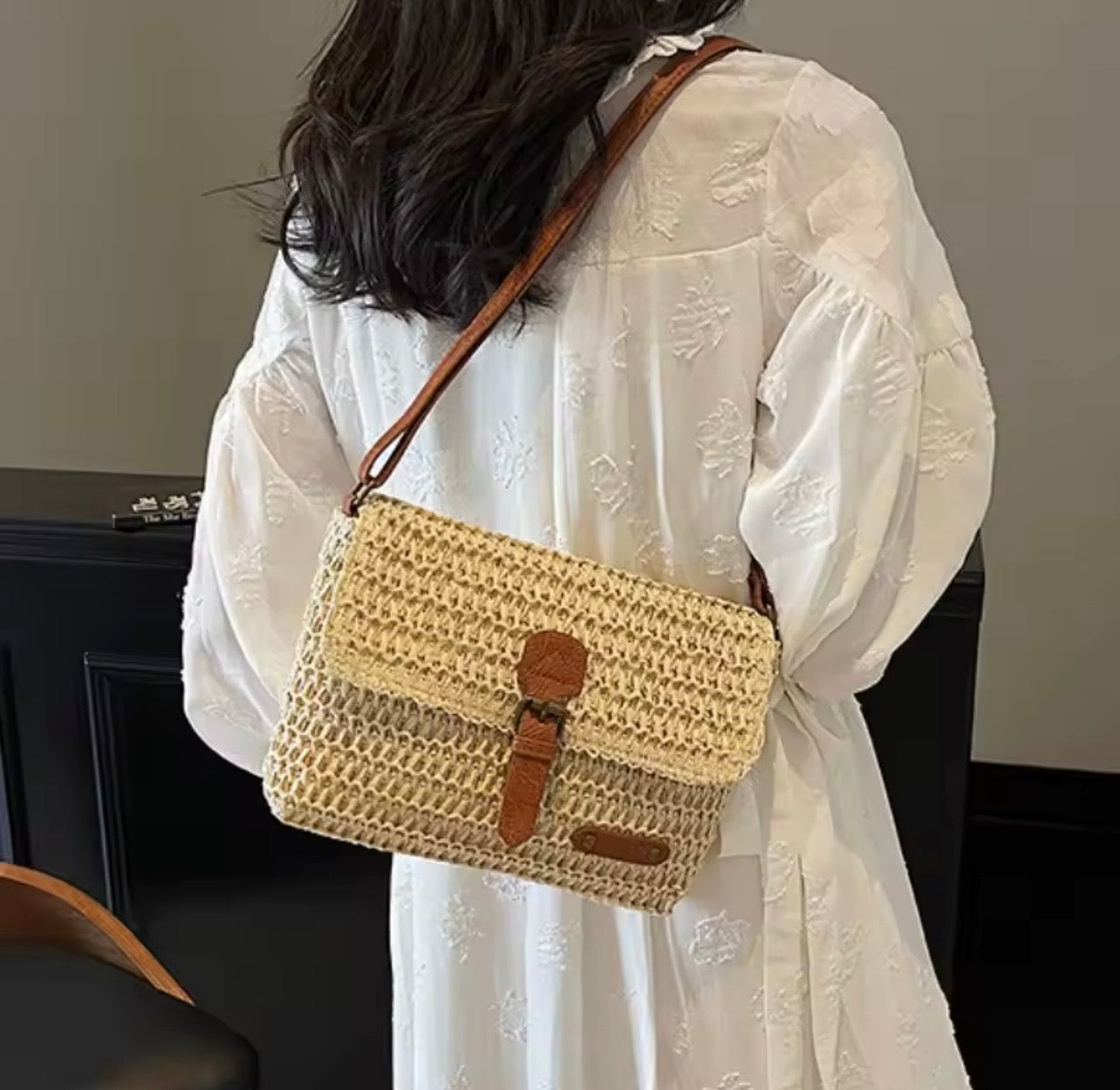 Straw Crossbody Shoulder Bag