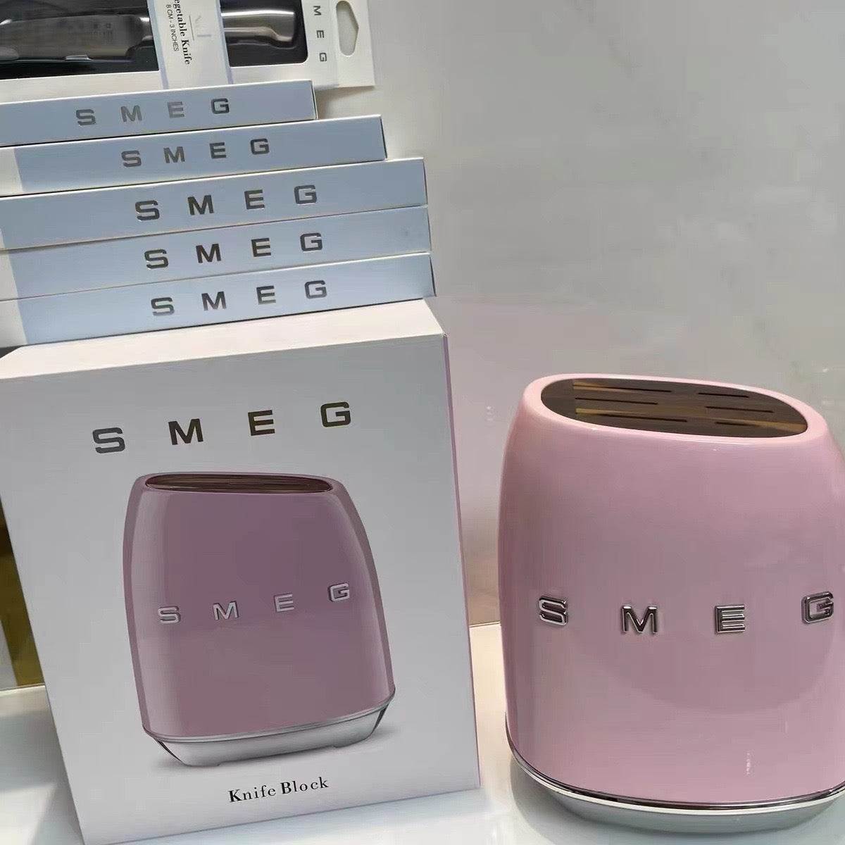 Smeg Retro 6 Piece Knife Set and Block
