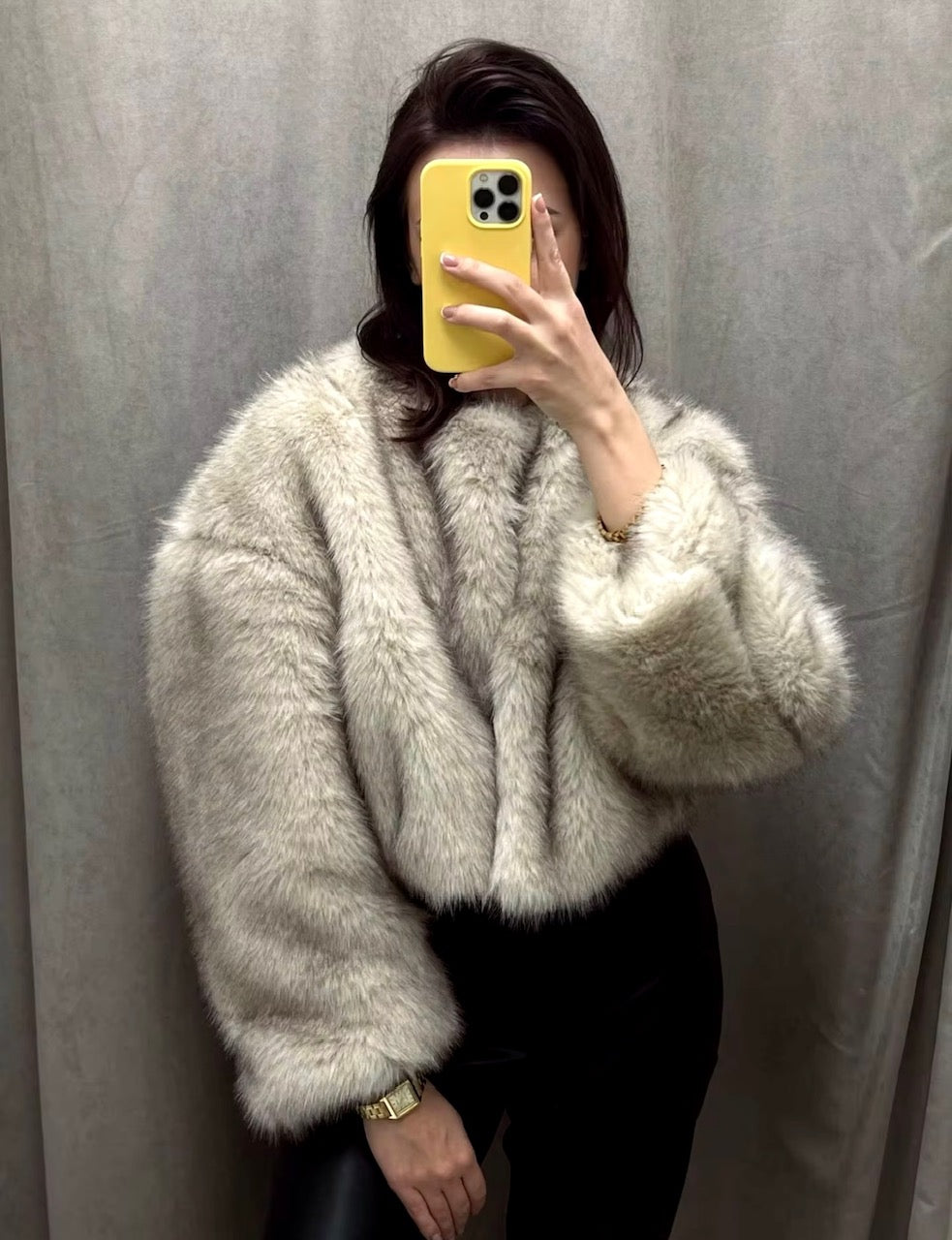 Luxury Faux Fur Cropped Jacket