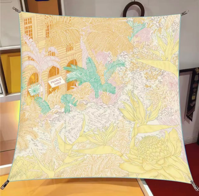 Luxury Double Sided Printing Silk Scarf 90x90cm