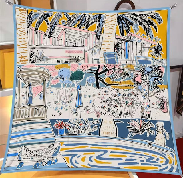 Luxury Double Sided Printing Silk Scarf 90x90cm