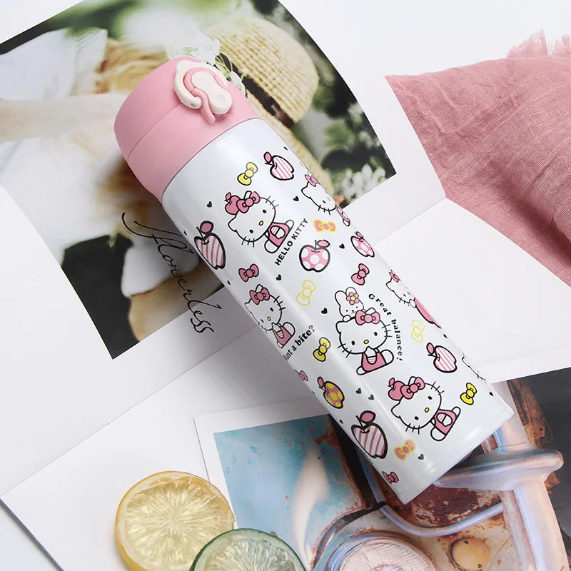 350/500ml Doraemon Hello Kitty Insulated Water Bottle New Kawaii Water Thermos Pink Stainless Steel