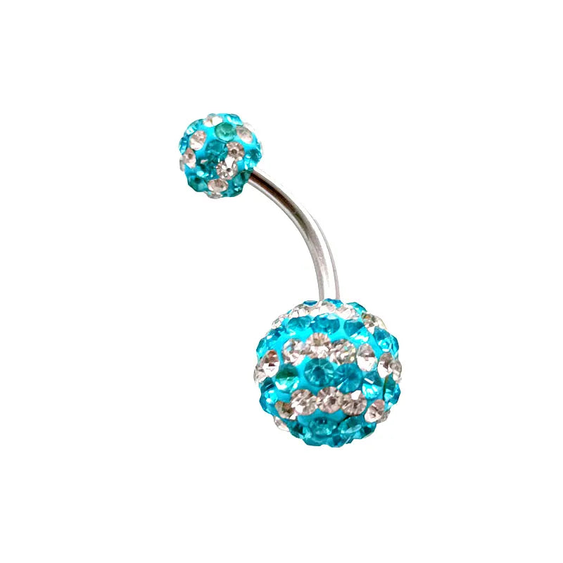 316L Surgical Steel 14G CZ Zircon Gem Navel Piercing Jewelry Crystal Belly Button Ring 10mm