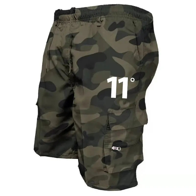 Clearance_Outdoor Cargo Shorts Male Overalls Elastic Waist Cycling Shorts Multi-pockets Loose Work Shorts Beach Sport Printed Tr