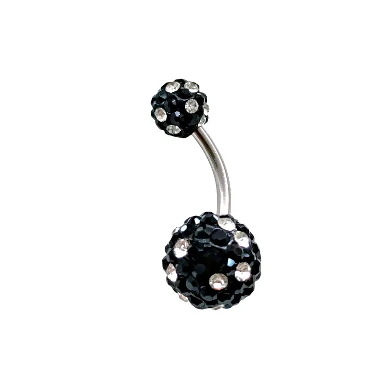 316L Surgical Steel 14G CZ Zircon Gem Navel Piercing Jewelry Crystal Belly Button Ring 10mm