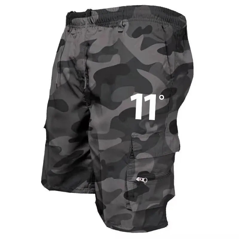 Clearance_Outdoor Cargo Shorts Male Overalls Elastic Waist Cycling Shorts Multi-pockets Loose Work Shorts Beach Sport Printed Tr