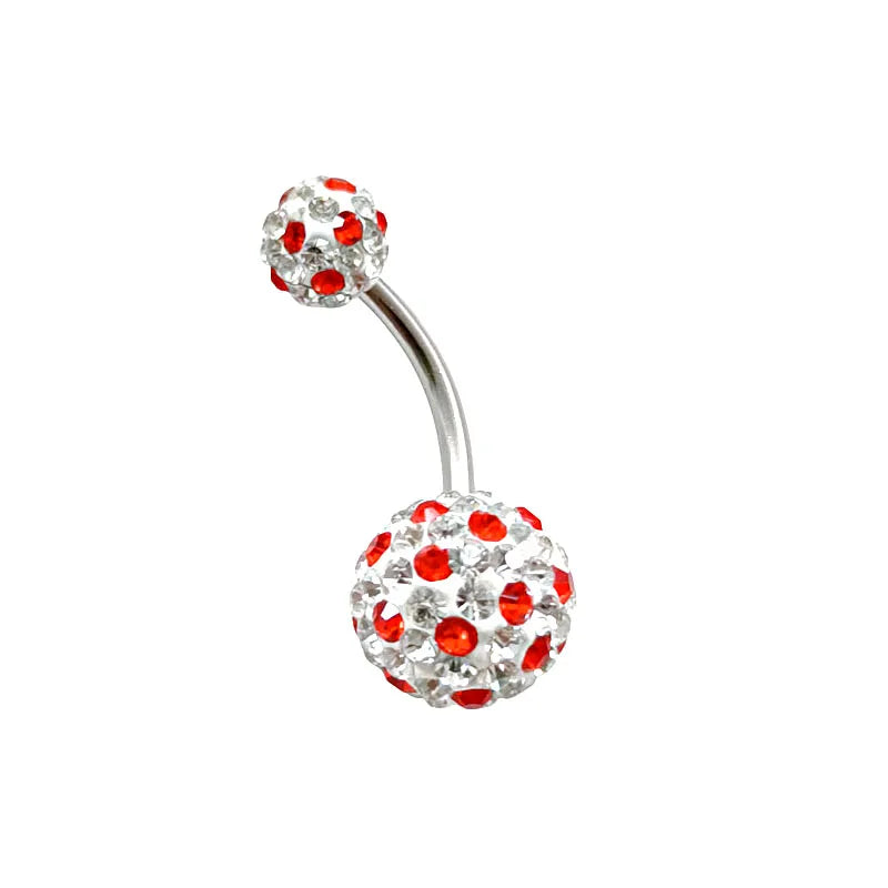 316L Surgical Steel 14G CZ Zircon Gem Navel Piercing Jewelry Crystal Belly Button Ring 10mm