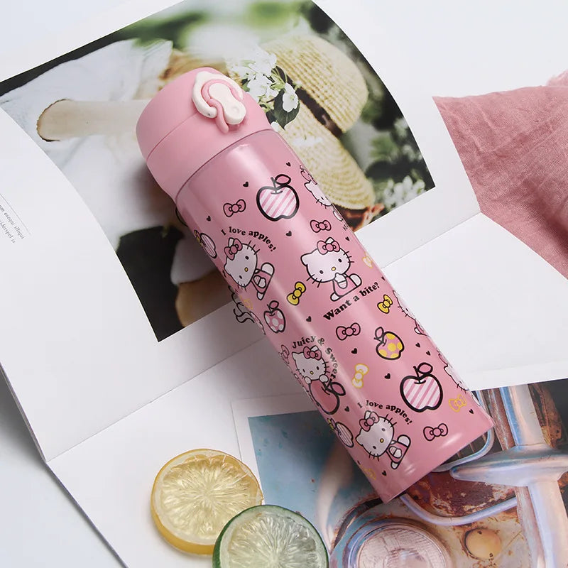350/500ml Doraemon Hello Kitty Insulated Water Bottle New Kawaii Water Thermos Pink Stainless Steel
