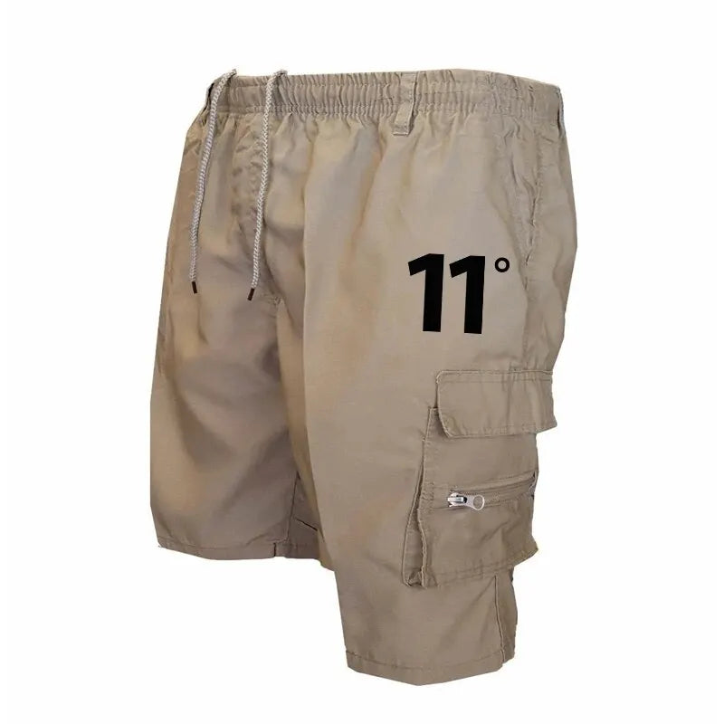 Clearance_Outdoor Cargo Shorts Male Overalls Elastic Waist Cycling Shorts Multi-pockets Loose Work Shorts Beach Sport Printed Tr