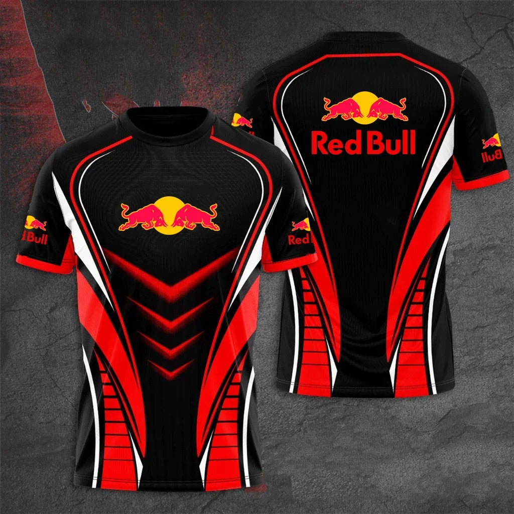Red Bull Men's Summer 3D Printed Fashion Short Sleeve Oversized Men's T-Shirt Red Bull Racing Team Women's and Men's Tops