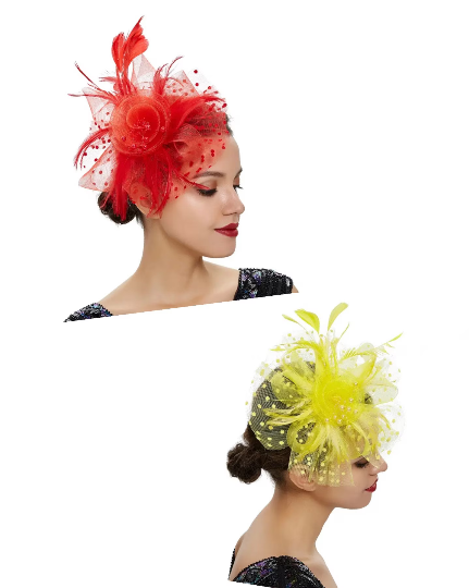 Feather and Net Fascinator