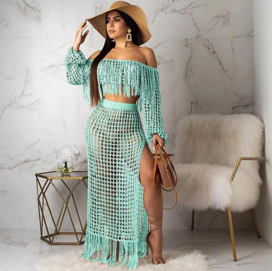 Knitted Crop Top and Maxi Skirt
