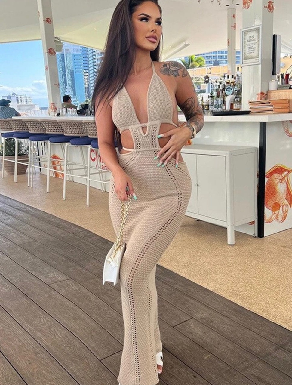 Summer Knitted Backless Dress