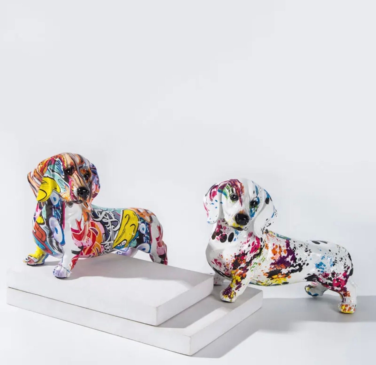 Art Deco Graffiti Dachshund Statue