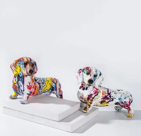 Art Deco Graffiti Dachshund Statue