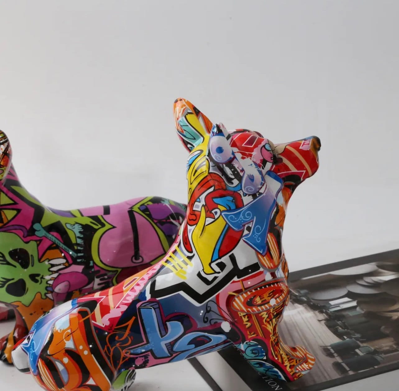 Corgi Graffiti Dog Sculpture