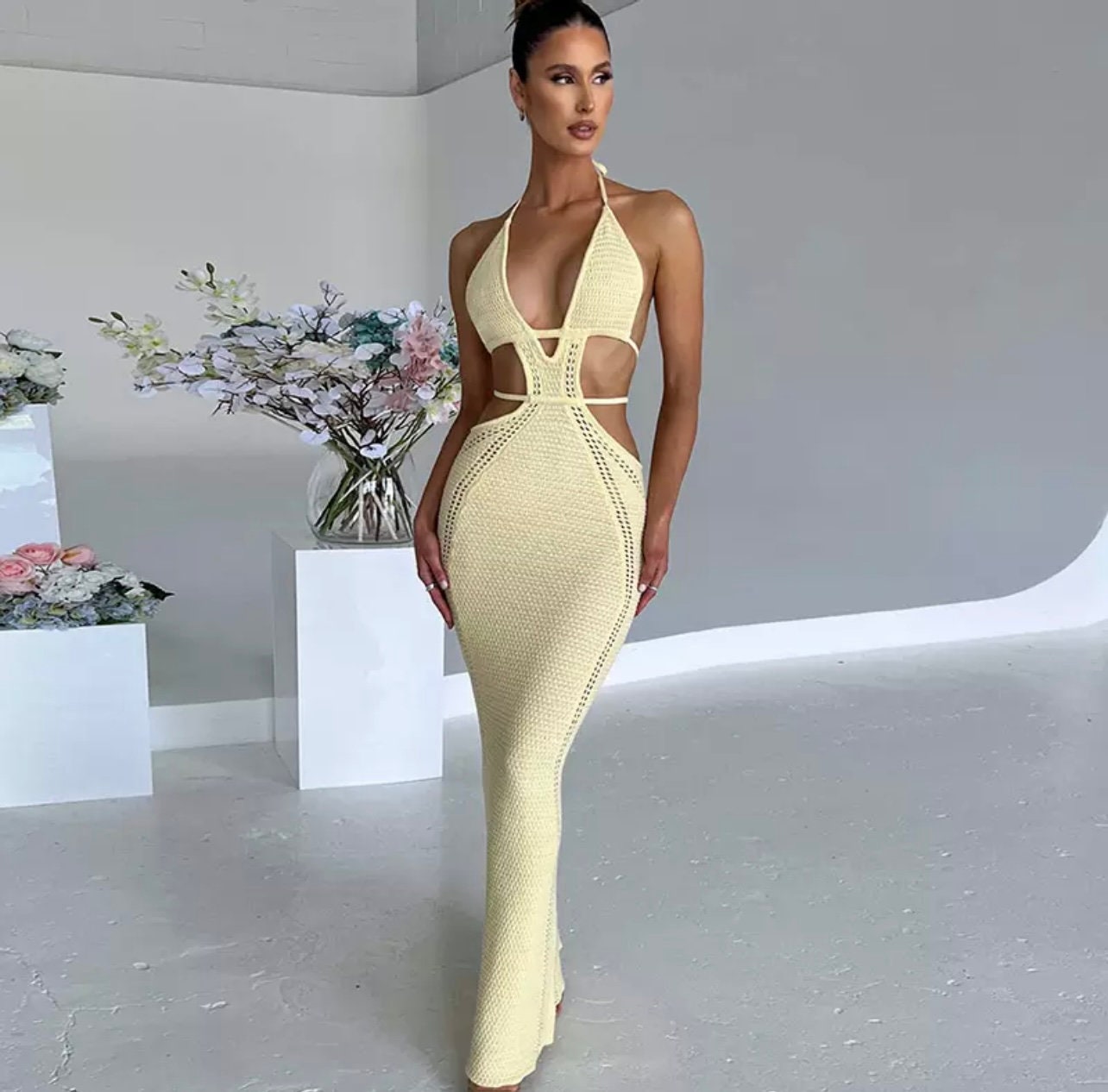 Summer Knitted Backless Dress