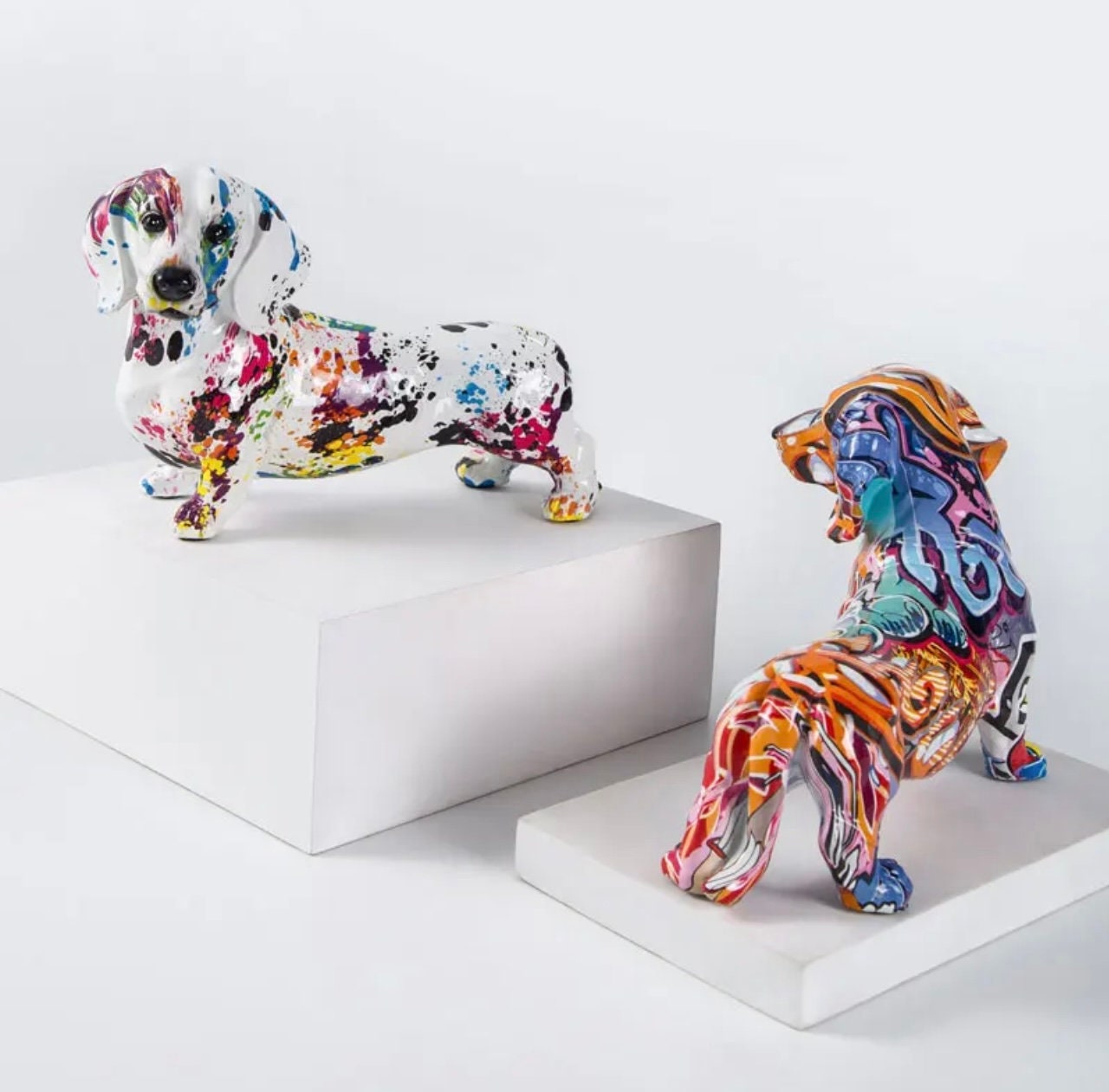 Art Deco Graffiti Dachshund Statue