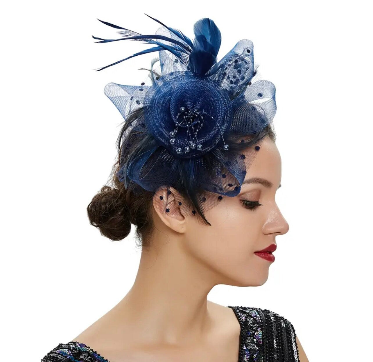 Feather and Net Fascinator