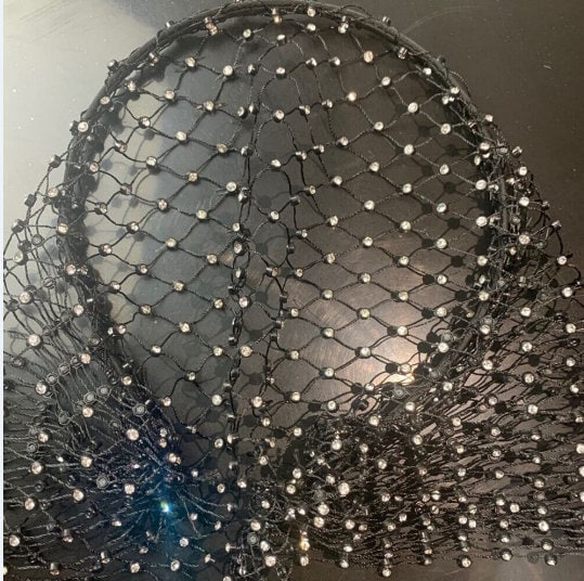 Luxury Black Crystal Rhinestone Headband Veil