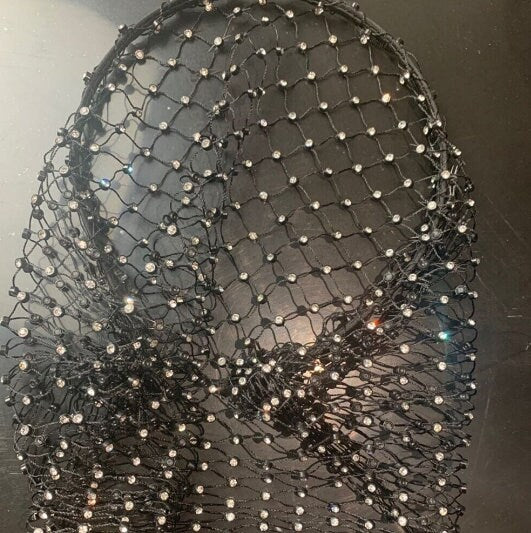 Luxury Black Crystal Rhinestone Headband Veil