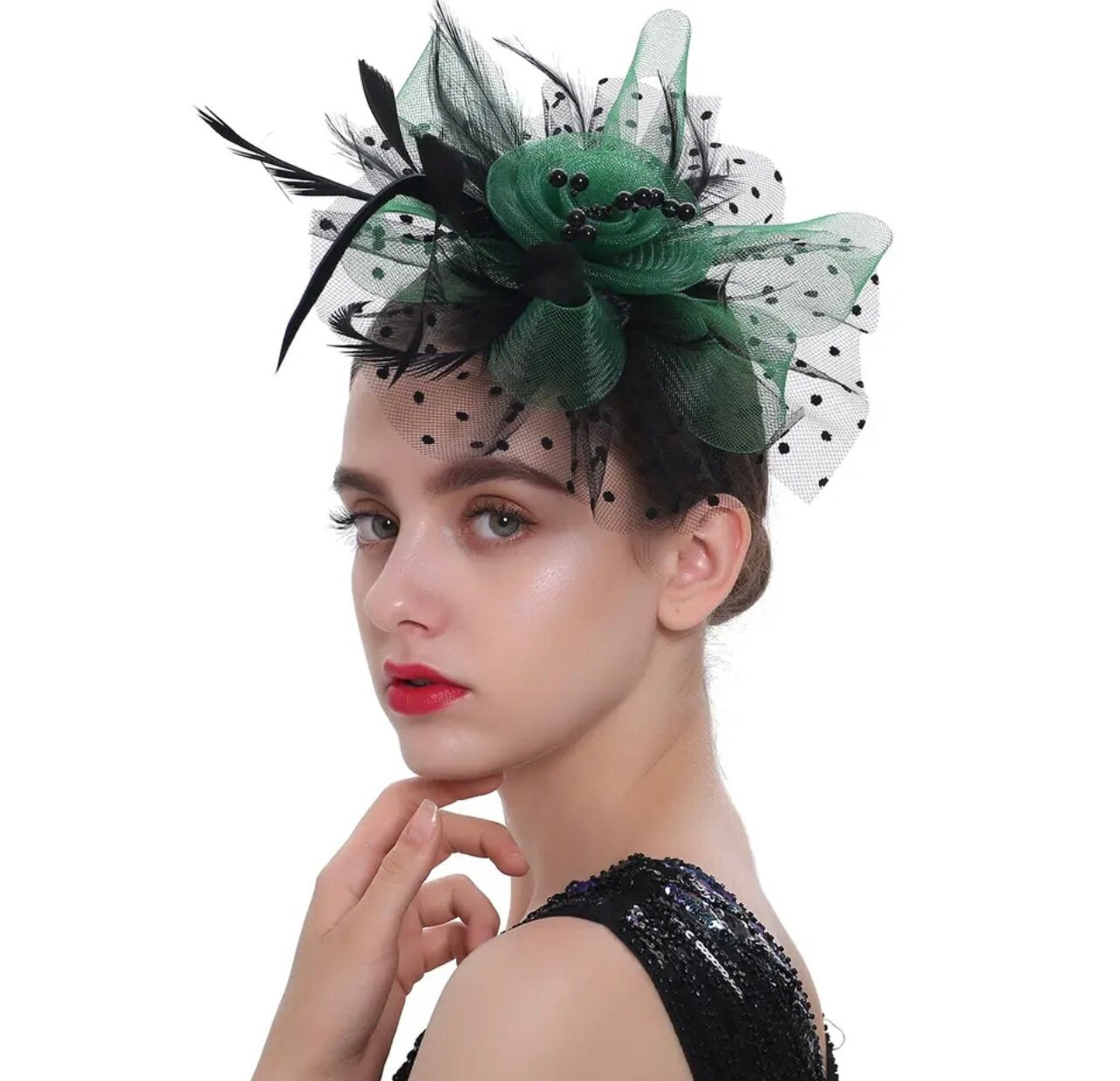 Feather and Net Fascinator