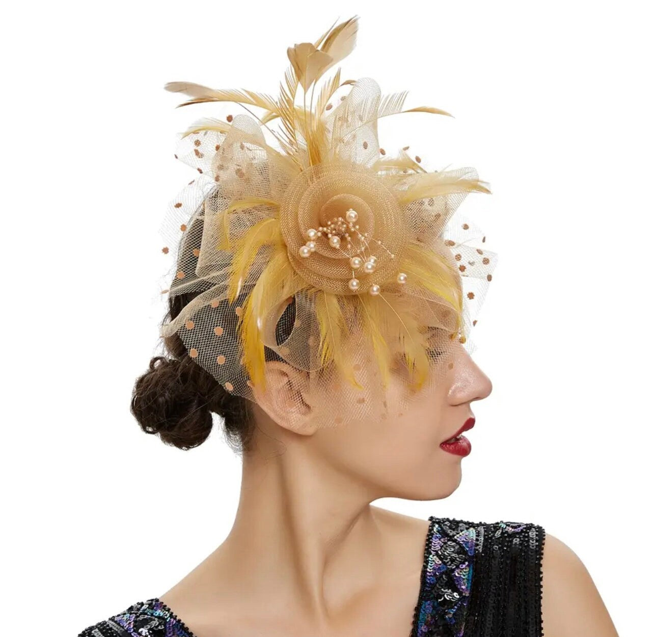 Feather and Net Fascinator
