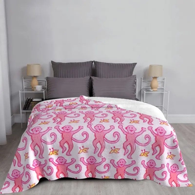 Monkey Blanket Blue and Pink