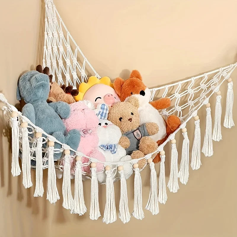 Large Capacity Stuffed Animals Hammock Net Macrame Boho Home Decorations Corner Toy Storage Organizer Plush Toys Hanging Net