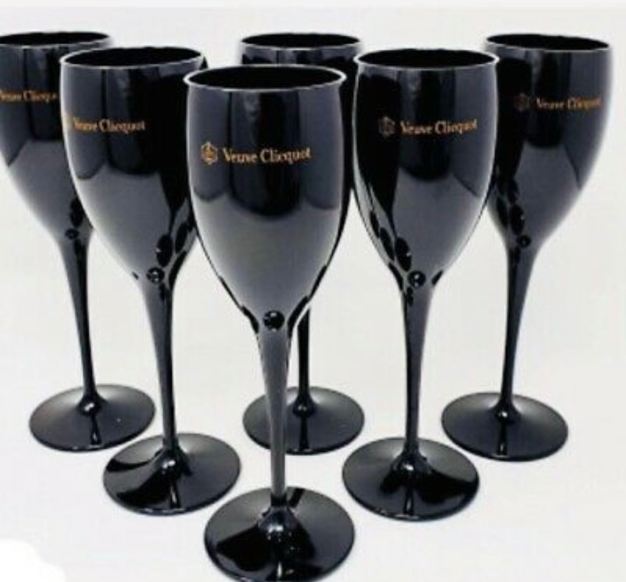 Veuve Clicquot Black Acrylic Champagne Flutes and Ice Bucket set(s) - Various Options