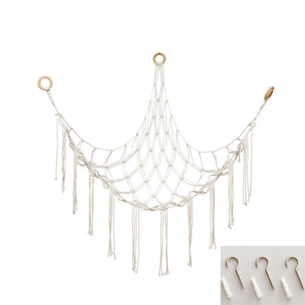 Large Capacity Stuffed Animals Hammock Net Macrame Boho Home Decorations Corner Toy Storage Organizer Plush Toys Hanging Net