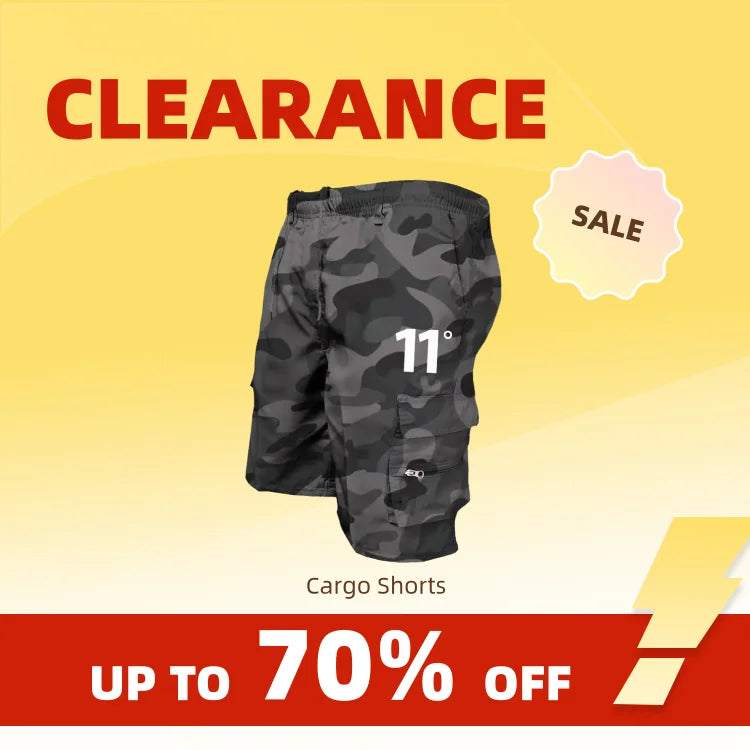 Clearance_Outdoor Cargo Shorts Male Overalls Elastic Waist Cycling Shorts Multi-pockets Loose Work Shorts Beach Sport Printed Tr