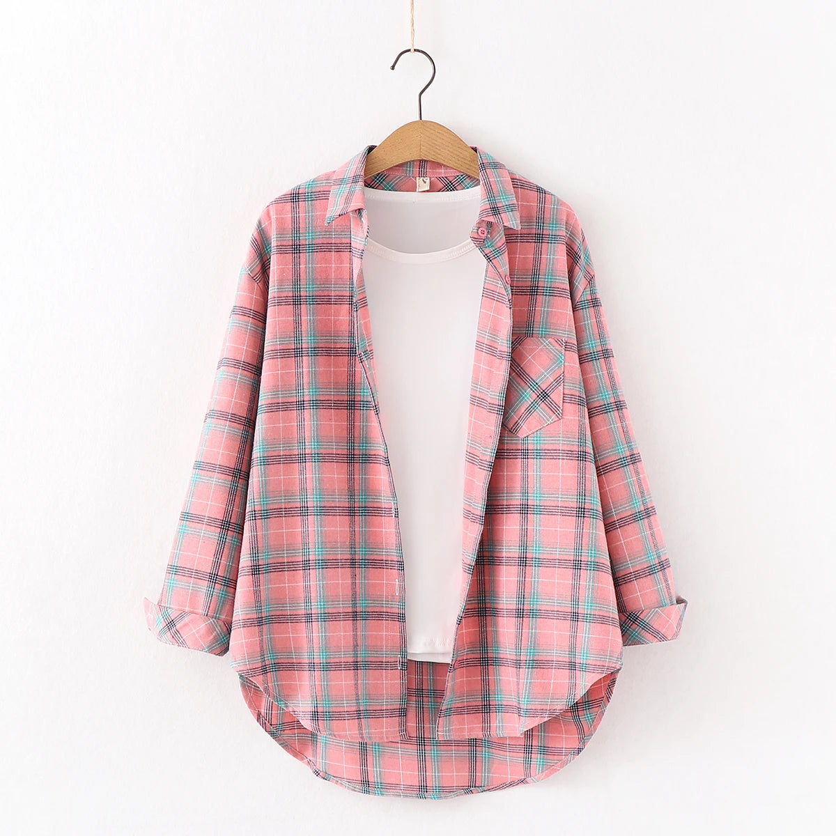 2025 Spring Loose Casual Womens Plaid Shirt Fresh College Style Long Sleeve Blouses And Tops Female Flannel Checked Clothes