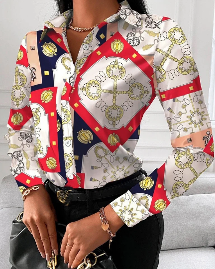 Womens Abstract Print Blouse