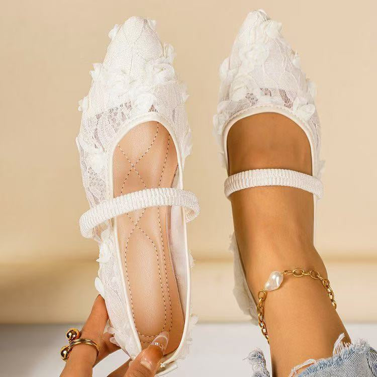 Lace Flower Flat Pumps