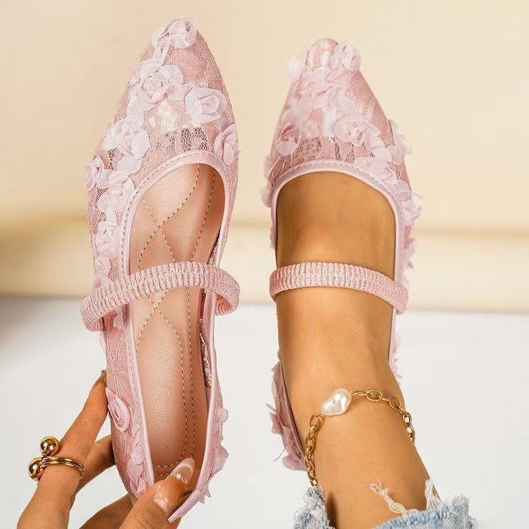 Lace Flower Flat Pumps