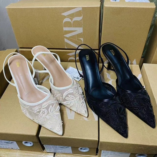Mesh Rhinestone Formal Shoes