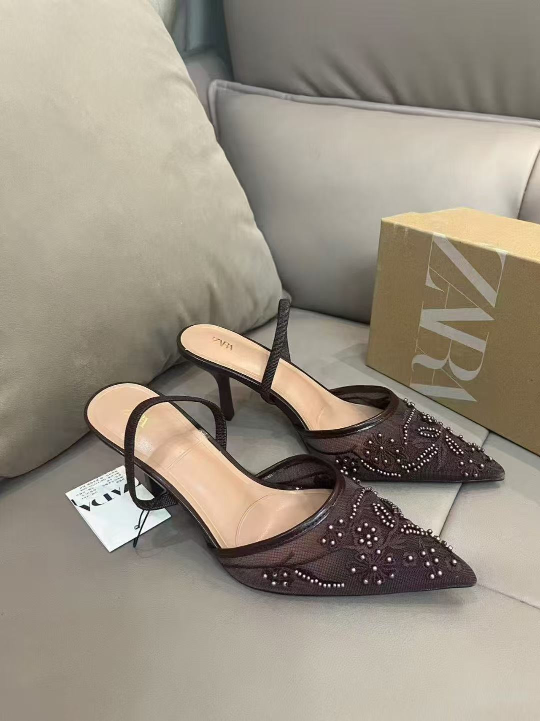 Mesh Rhinestone Formal Shoes