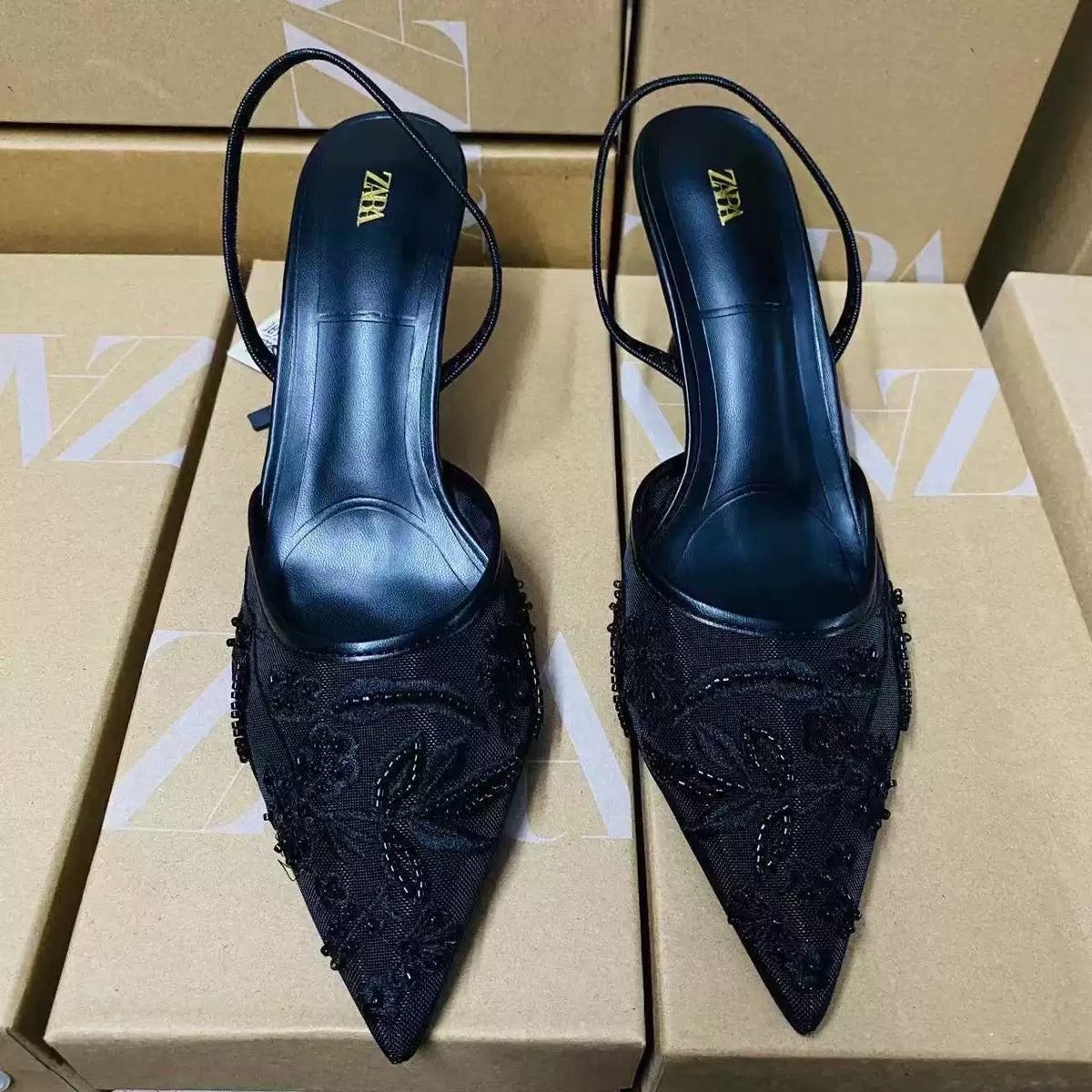 Mesh Rhinestone Formal Shoes