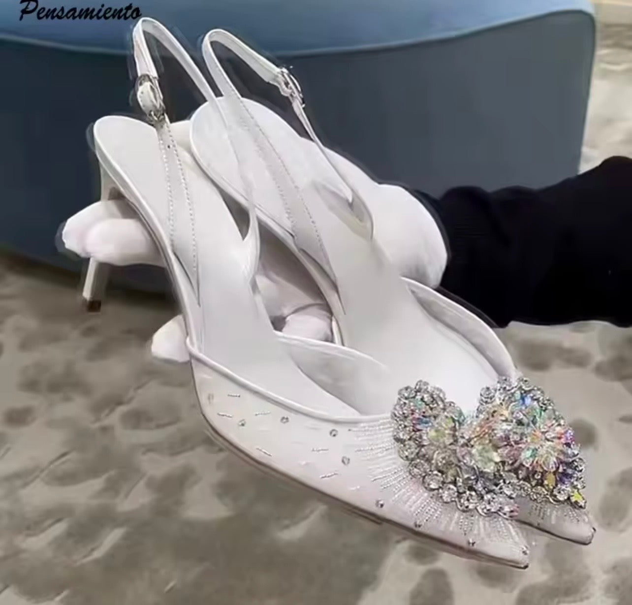 Cinderella Crystal Pointed Toe Slingbacks